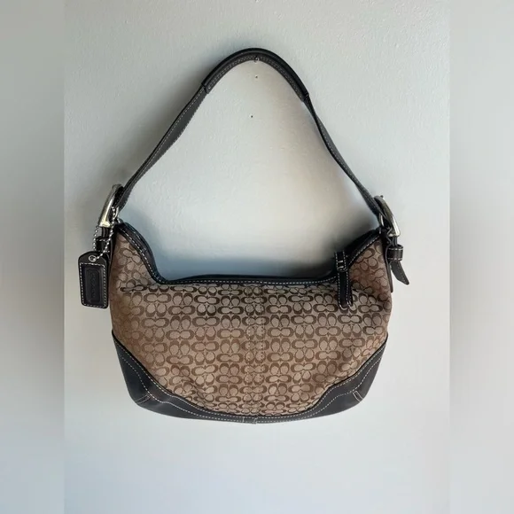 Coach | Bags | Coach Canvas Shoulder Bag Monogram Small Hobo Bag